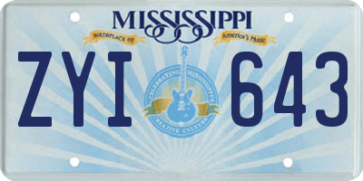 MS license plate ZYI643