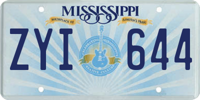 MS license plate ZYI644