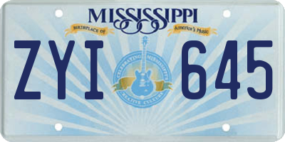 MS license plate ZYI645