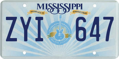MS license plate ZYI647