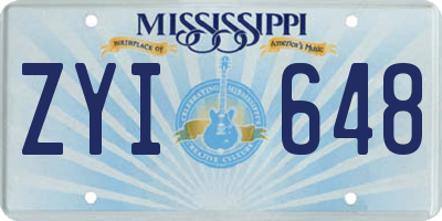 MS license plate ZYI648