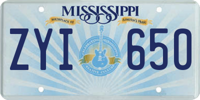 MS license plate ZYI650