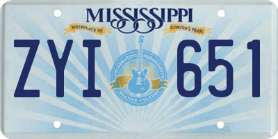 MS license plate ZYI651