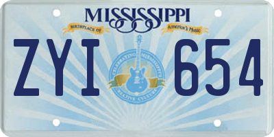 MS license plate ZYI654