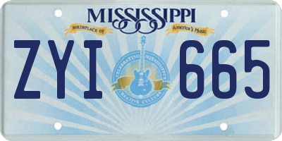 MS license plate ZYI665