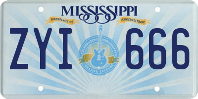 MS license plate ZYI666