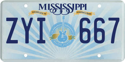 MS license plate ZYI667
