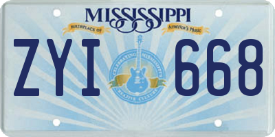 MS license plate ZYI668