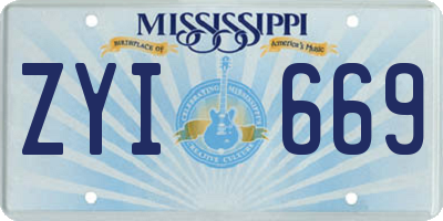 MS license plate ZYI669