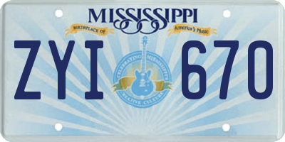 MS license plate ZYI670