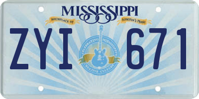 MS license plate ZYI671