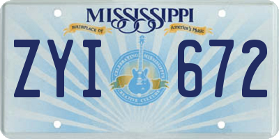 MS license plate ZYI672