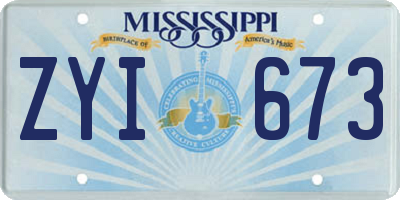 MS license plate ZYI673
