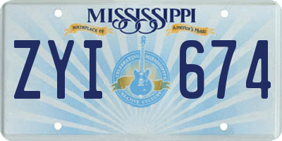 MS license plate ZYI674