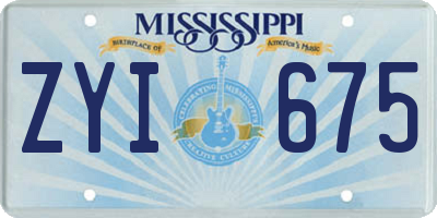 MS license plate ZYI675
