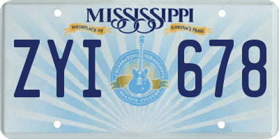 MS license plate ZYI678