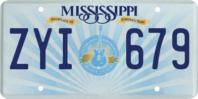 MS license plate ZYI679