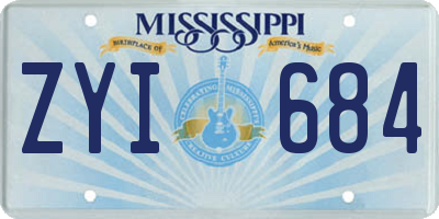 MS license plate ZYI684