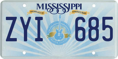 MS license plate ZYI685