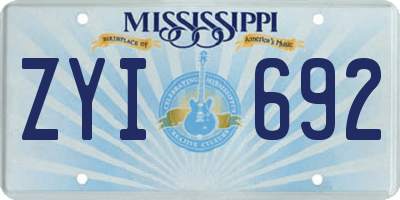 MS license plate ZYI692