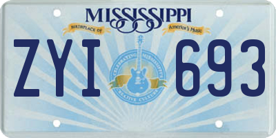 MS license plate ZYI693