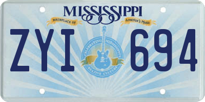 MS license plate ZYI694