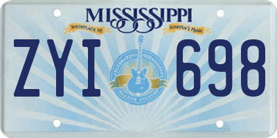 MS license plate ZYI698