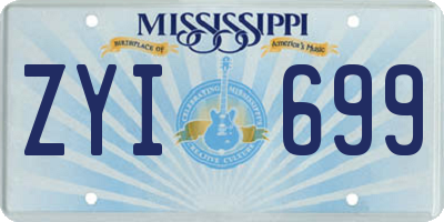 MS license plate ZYI699