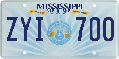 MS license plate ZYI700