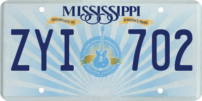 MS license plate ZYI702