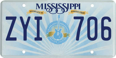 MS license plate ZYI706