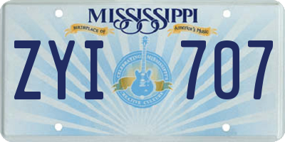 MS license plate ZYI707