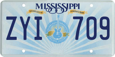 MS license plate ZYI709