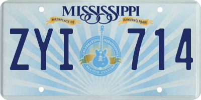 MS license plate ZYI714