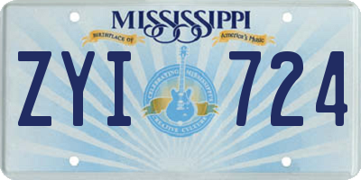 MS license plate ZYI724