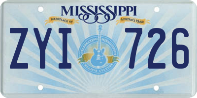 MS license plate ZYI726