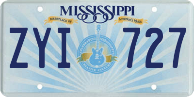 MS license plate ZYI727