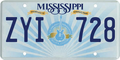 MS license plate ZYI728