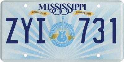MS license plate ZYI731