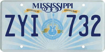 MS license plate ZYI732