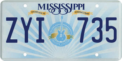 MS license plate ZYI735