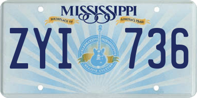 MS license plate ZYI736