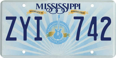 MS license plate ZYI742
