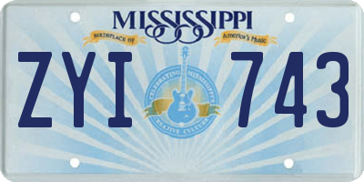 MS license plate ZYI743