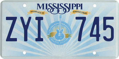 MS license plate ZYI745