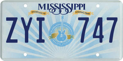 MS license plate ZYI747