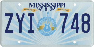 MS license plate ZYI748