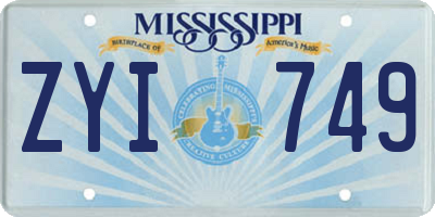 MS license plate ZYI749