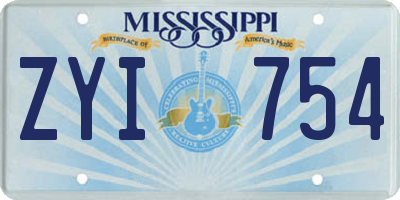 MS license plate ZYI754