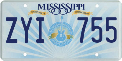 MS license plate ZYI755